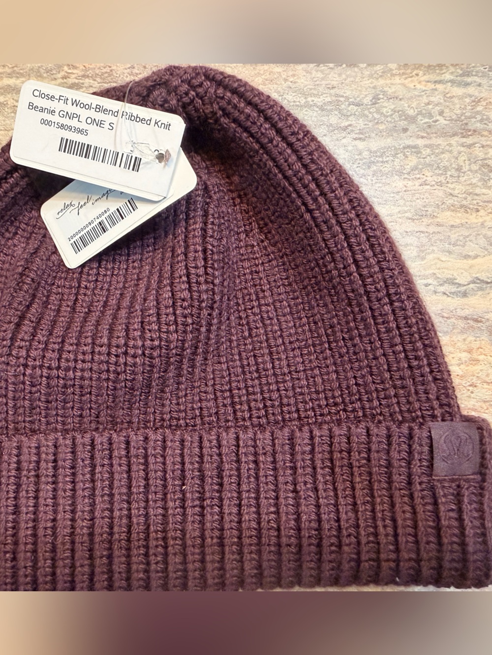 LULU LEMON Women's Ribbed Knit beanie in Deep Plum